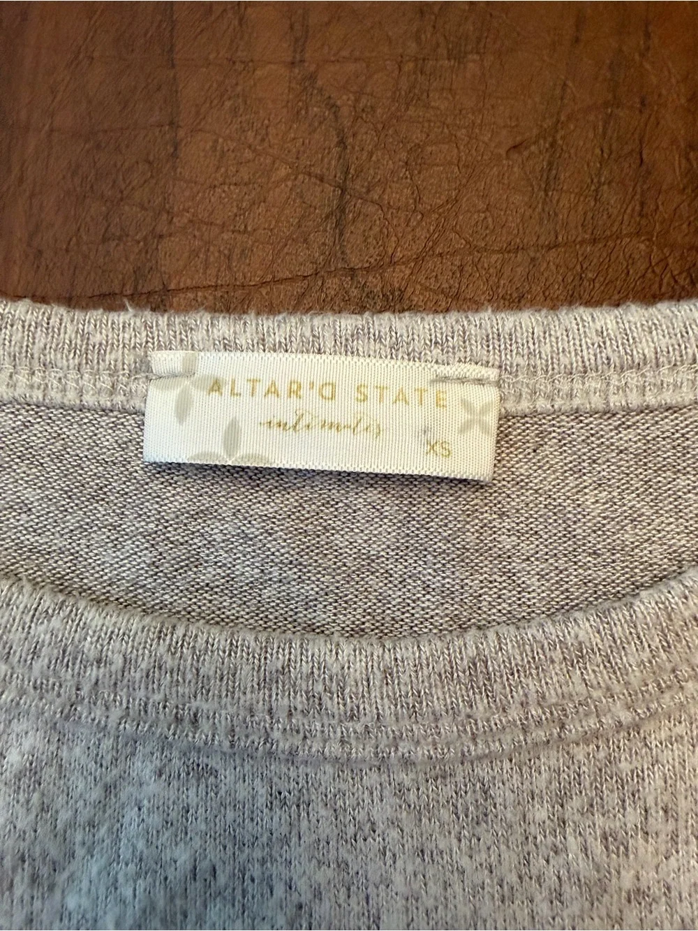 Altar'd State Light Heather Gray Cropped Cross-Front Long Sleeve Top